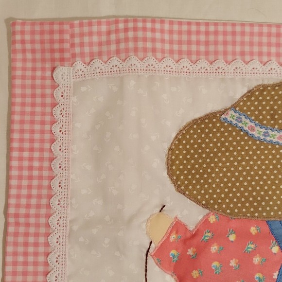 Set Of 2 Sunbonnet Sue Sam Handmade Pillow Covers Pink White Blue Brown 14 x 14 - Picture 16 of 16